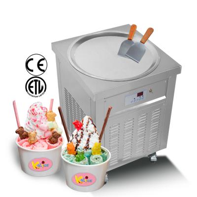 China Free USA Tax Snack Factory Shipping Included ETL CE CE Single Round Pan Ice Cream Roll Machine / Single Round Fried Ice Cream Machine frying for sale