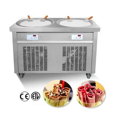 China Free USA Tax Snack Factory Shipping Included ETL American Pan Double Roll Up Pan Fry Ice Cream Machine / American Pan Ice Cream Machine frying for sale