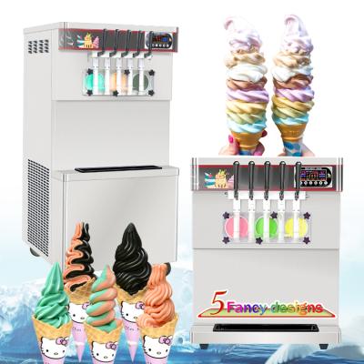 China Factory Free Shipping Saudi Arabia Tax & Clearance Floor 5 Flavors Soft Serve Frozen Yogurt Soft Serve Ice Cream Snack Making Machine for sale