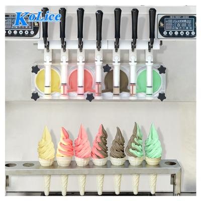 China Factory ETL CE Floorstand 7 Flavors Soft Serve Frozen Yogurt Ice Cream Machine/Soft Ice Cream Making Machine/ Ice Cream Maker for sale