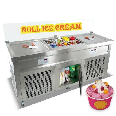 China Snack Factory Kolice ETL Square Pan Thailand Ice Cream Roll/Ice Cream Roll Maker/Fry Ice Cream Maker for sale