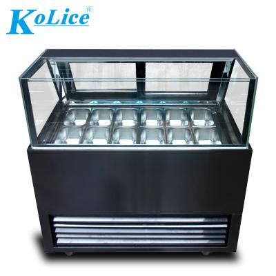 China Dual-temperature 12 Trays Italian Gelato Showcase Ice Cream Display Freezer Popsicle Display Showcase for sale