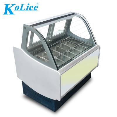 China Double-temperature good quality hard square ice cream display cabinet freezer fridge gelato display refrigerator with good compressor for sale