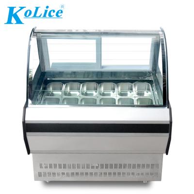 China Double-temperature Customizable Hot Selling Italian Ice Cream Freezer Ice Cream Showcase/Gelato Popsicle Display Freezer Freezer Fridge for sale