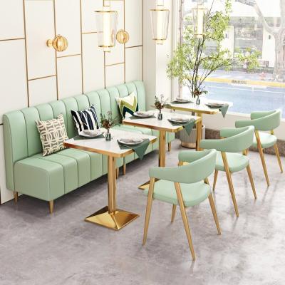 China T03 Modern Minimalist Commercial Fast Food Dining Furniture Restaurant Booth Seating Set Customize Cafe PU Bench Sofa Chair And Table for sale