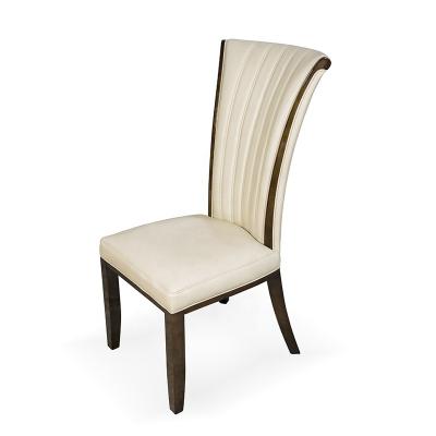 China Upholstered Wooden Dining Chairs Modern White Leather Luxury Dining Chairs Solid Wood Frame Seat for sale