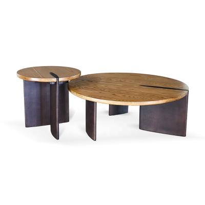 China Classic modern luxury round solid wood large and small coffee table set Nordic tea table coffee tables for sale