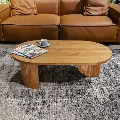 China Large Design Nordic Modern Luxury Solid Wood Coffee Table Set Living Room Furniture Wooden Oval Tea Table Coffee Tables for sale