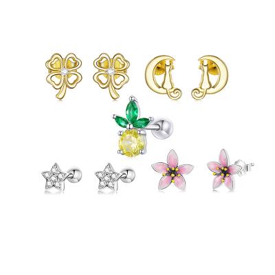 China Fashion TRENDY Sterling Silver Gemstone Earrings 925 Silver Flower Stud 925 Silver Earrings For Wedding for sale