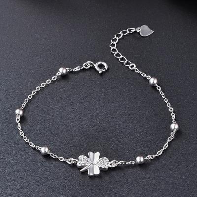 China Factory wholesale S925 four leaf clover shape zircon charm environment friendly lucky bracelet for graduates for sale