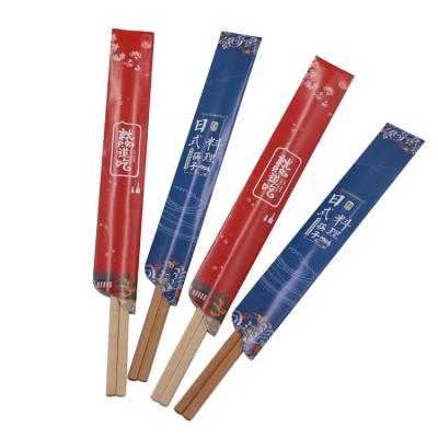 China Blue And Red Sustainable Disposable Customized Bamboo Sleeve Chopstick for sale