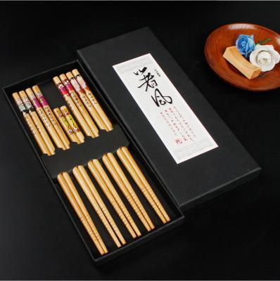 China 5 Viable Pairs Reusable Chopsticks Set - Japanese Natural Bamboo Chopstick Stick Set With Case As Present Gift for sale