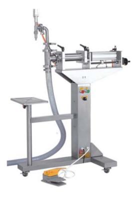 China 20ml 30ml 50ml Oil Alcohol Semi Automatic Liquid Filling Machine Single Head Piston Filler 20bpm for sale