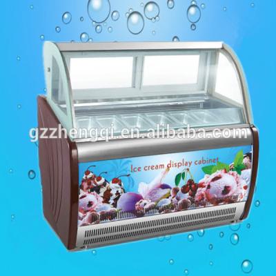 China Double-temperature 6.10, 12.14 pan ice cream display refrigerator, Italian ice cream display freezer ZQR-608 for sale