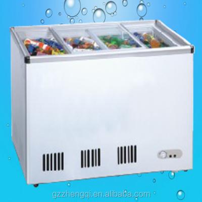 China Freeaer338L High Quality Top Open Supermarket Single-temperature Class Glass Door Freezer (ZQR-338) for sale