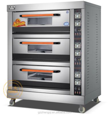 China Commercial Stainless Steel Bakery Equipment Electric Bread Baking Oven Capacity 3 All High Efficiency 6 Trays For Sale for sale