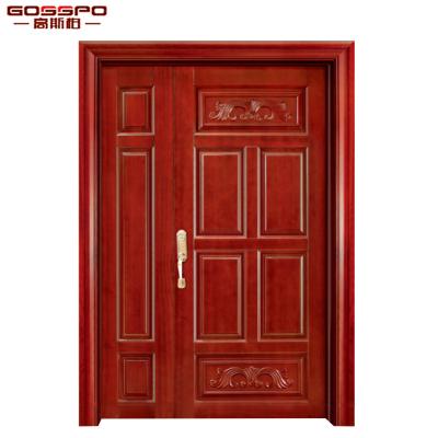 China Villa Main Door Waterproof Unique Patterns Wooden Front Entry Door for sale