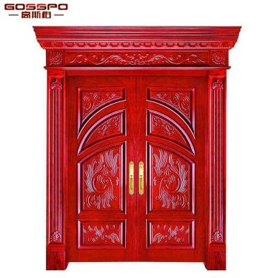 China Door Hurricane Impact Waterproof Luxury Solid Wood Exterior Front Entry Door for sale