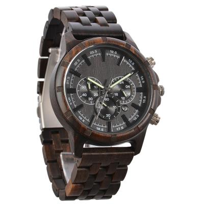 China Chrontella Wooden Dial Mens Chronograph Case Back Stainless Steel Case Back Japan Movement User for sale