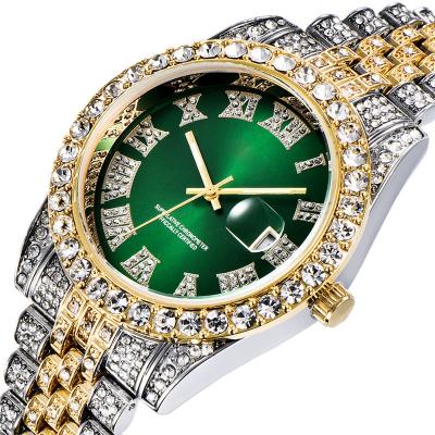 China Day/Date Iced Out Moissanite Watch Customized Up-to-Date Hip Hop Stainless Steel Strap User GMT Watches for sale