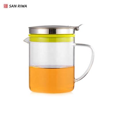 China Viable Explosion-proof Heat Resistant Glass Teapot Stainless Steel Filter Teapot With Small Cup Home Office for sale