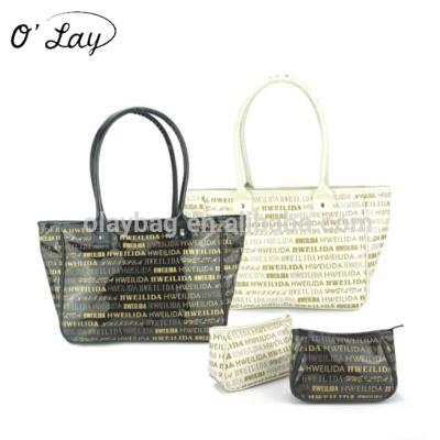 China Yiwu Wholesale New Fashion Bright Color PVC Woman Handbag Tote Bag for sale