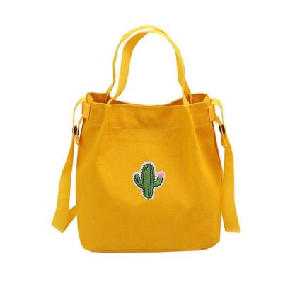 China Cactus Durable Simple Promotional Pattern Natural Eco Friendly Canvas Cotton Canvas Tote Bag for sale