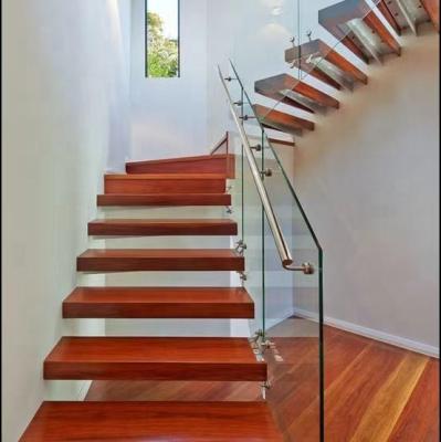 China Modern Wooden Floating Staircase Design Modern Straight Staircases Hidden Stringer Stairs for sale