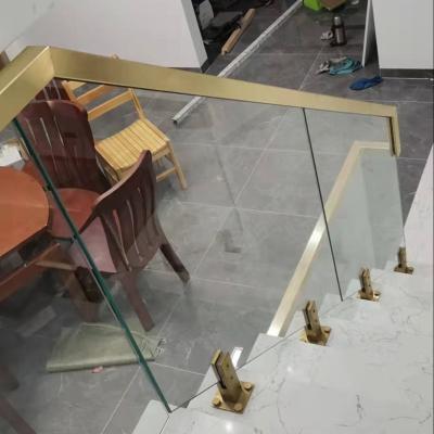 China Interior And Exterior Balcony Stairs Modern Frameless Gold Glass Pool Fence Railing Clip for sale