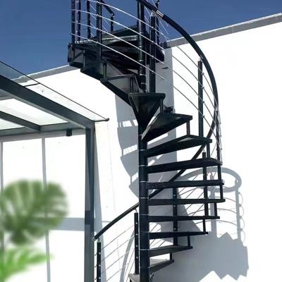 China Indoor Modern Center Column Revolving Stairs and Outdoor Attic Domestic Apartment Steel Wood Stairs for sale