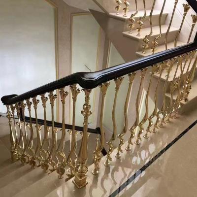 China Modern High End Customized Stairs Handrail Gold Aluminum Railing for sale