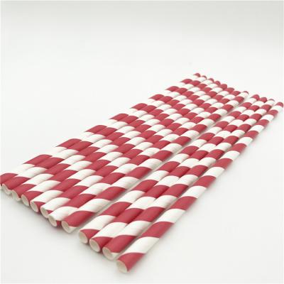 China Disposable Red Striped Disposable Paper Straws Biodegradable Paper Drinking Straws for sale