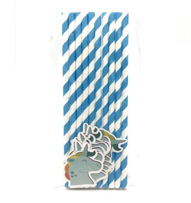 China Unicorn Paper Drinking Straws Biodegradable Disposable Colorful Striped Paper Straws for sale