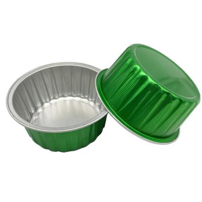 China Eco - Friendly Disposable Colored Food Grade Foil Cake Cups Round Aluminum Foil For Baking for sale