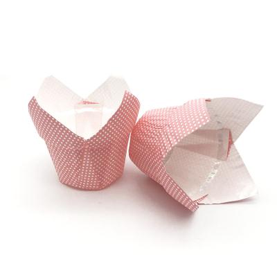 China Disposable Pink Paper Cupcake Muffin Tulip Baking Cups For Wedding Liners for sale