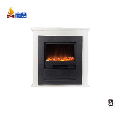 China Good Household White Wooden Artificial Flame Effect Fireplace Mantels Electric Heater for sale