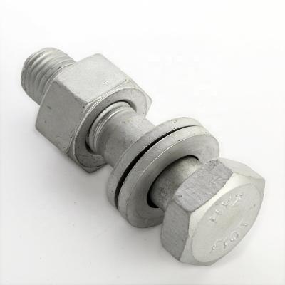 China Steel hex bolts f10t HDG hex bolt hex bolt galvanized with nut and gasket for sale