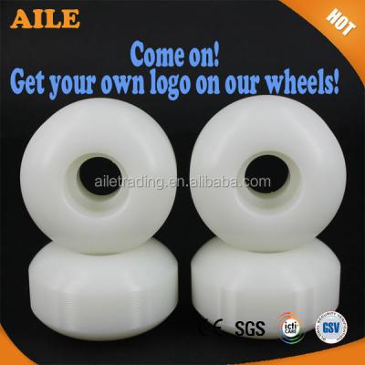 China Wholesale Super High Rebound MDI Polyurethane Skate Board Wheels With Stickers On Skateboard for sale