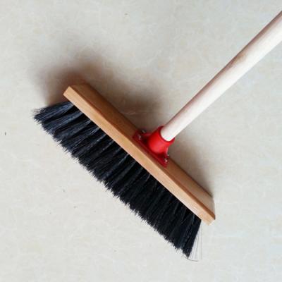 China Outdoor Floor Cleaning Wooden Handle Long Bristle Plastic Street Sweeping Broom for sale