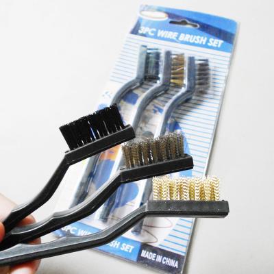 China Black Color 7 Inch Brushes 7 Inch Nylon And Steel Brass Wire Brushes And In A Blister Pack for sale