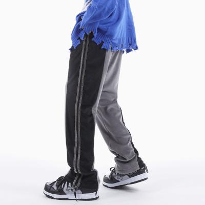 China Wholesale Anti-wrinkle Men Jogger Velvet Plus Size Color Block Striped Track Pants Casual Sports Loose Straight Mens Pants for sale