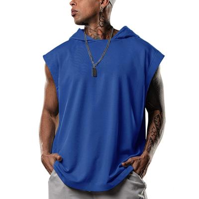 China Wholesale Anti-wrinkle Men's Hoodie Plus Size Vintage Polyester Black Men's Sleeveless Hoodie Crop Top Custom High Quality Pullover Hoodie for sale