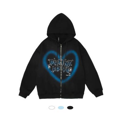 China Wholesale Anti-Wrinkle Zipper Hoodies OEM Logo Printing Zipper Men's Hoodies Love Pull Over Hoodie 100% Cotton Customized for sale