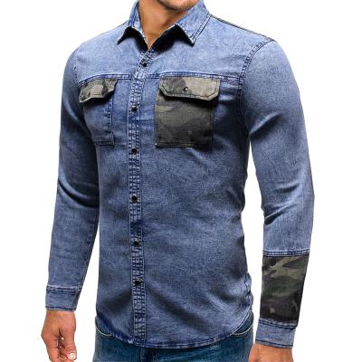 China Anti-pilling Wholesale Mens Jeans Shirt Vintage Man Clothes Customize Logo Full Long Sleeves Button Up Shirts for sale