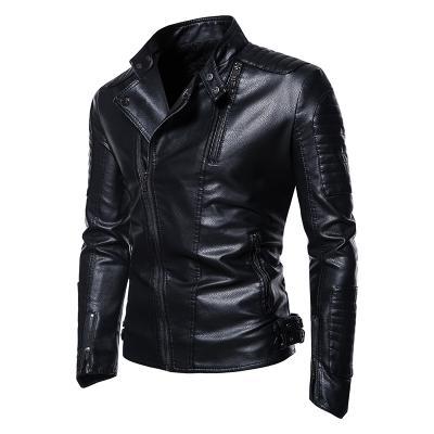 China Wholesale High Quality Waterproof Leather Jacket Male Vintage Motorcycle Mens Dark Blue Green Black Leather Trim Jackets Coats for sale