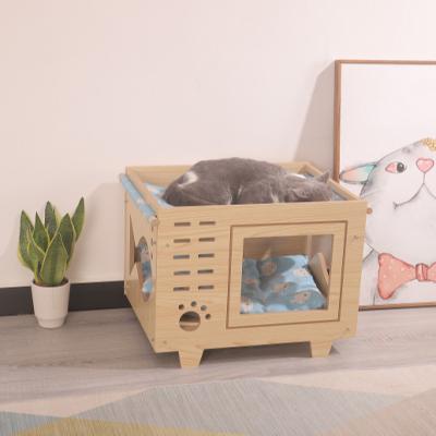 China Luxury Pet Cats Blanket Furniture Small Wood Rattan Pet Dogs Kitty Bed Stocked Sofa for sale