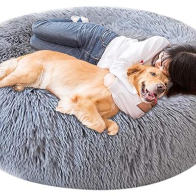 China Travel Extra Large Plush Cuddler Around Calming Soft Plush Nest Donut Cat Dog Pet Warm Bed for sale