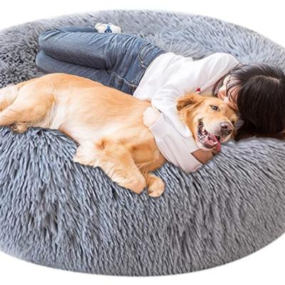 China 2021 New Colorful Travel Fleece Around Calming Soft Plush Nest Donut Cat Dog Pet Warm Bed for sale