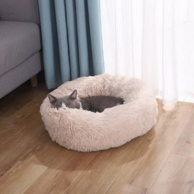 China Wholesale Custom Fluffy Plush Toy Travel Around Calming Soft Plush Donut Cat Dog Warm Orthopedic Pet Bed for sale