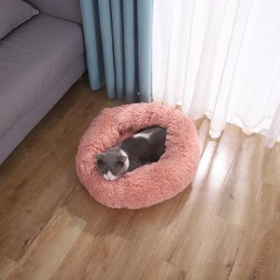 China Travel Luxury Plush Ergonomic Fleece Around Soft Plush Nest Donut Cat Dog Cat Dog Pet Cozy Soothing Warm Bed for sale